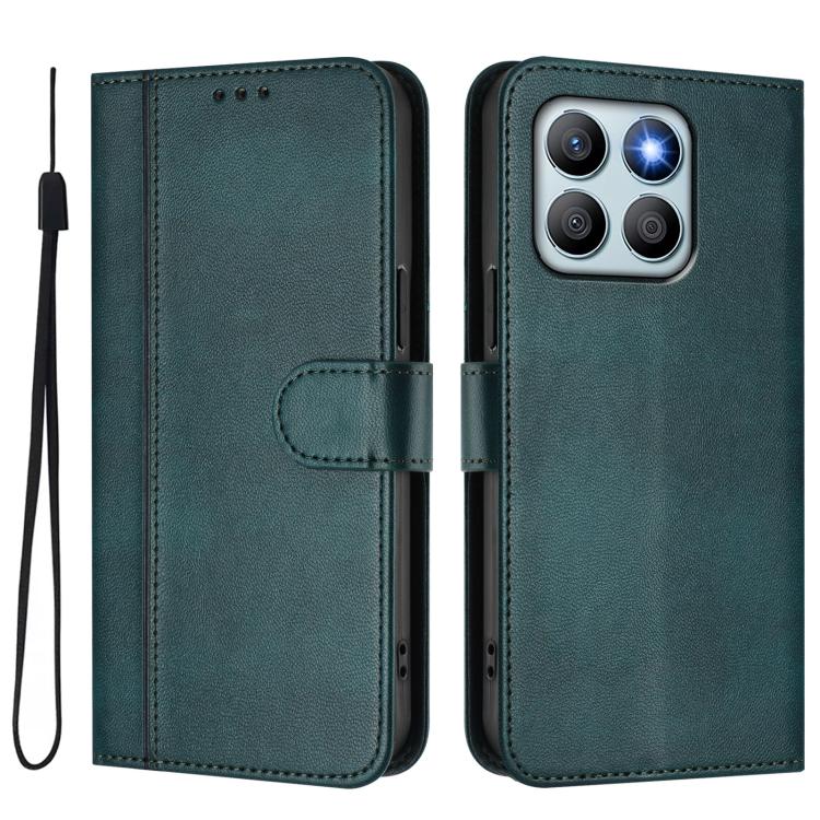 For Honor X8b 4G Global Line Splicing Buckle Retro Leather Phone Case
