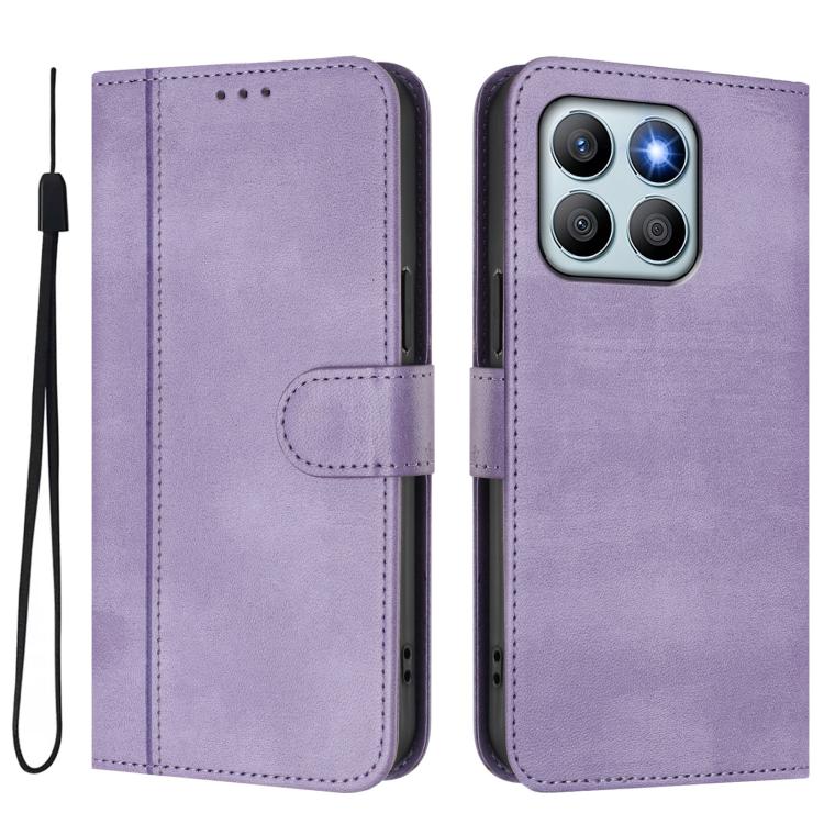 For Honor X8b 4G Global Line Splicing Buckle Retro Leather Phone Case