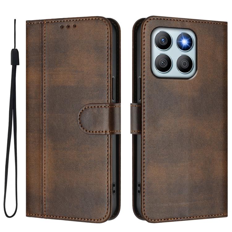 For Honor X8b 4G Global Line Splicing Buckle Retro Leather Phone Case