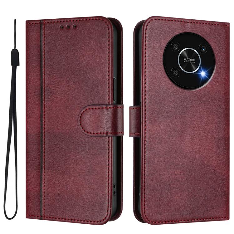 For Honor X9 4G / X9 5G / X30 5G Line Splicing Buckle Retro Leather Phone Case