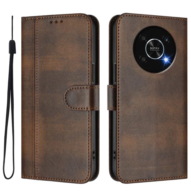 For Honor X9 4G / X9 5G / X30 5G Line Splicing Buckle Retro Leather Phone Case
