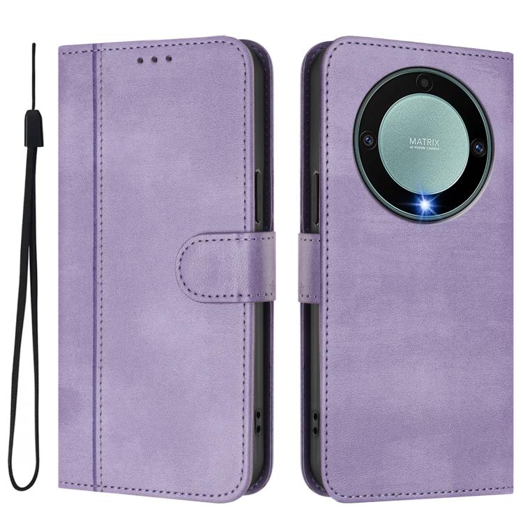 For Honor X9a / Magic 5 Lite / X40 Line Splicing Buckle Retro Leather Phone Case