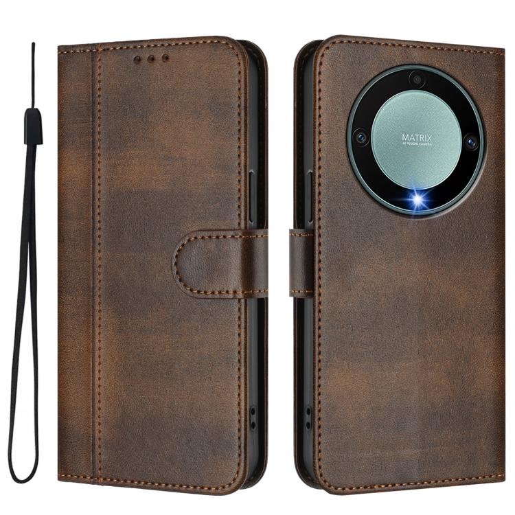 For Honor X9a / Magic 5 Lite / X40 Line Splicing Buckle Retro Leather Phone Case