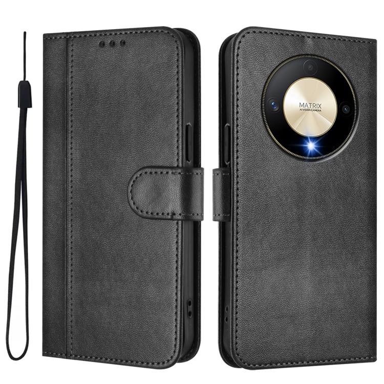 For Honor X9b / Honor Magic6 Lite 5G Line Splicing Buckle Retro Leather Phone Case