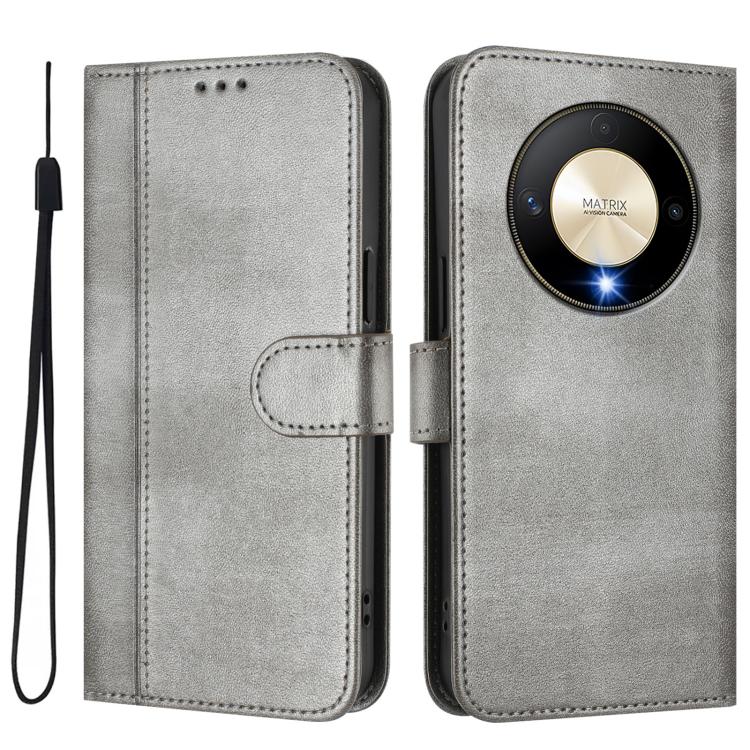 For Honor X9b / Honor Magic6 Lite 5G Line Splicing Buckle Retro Leather Phone Case