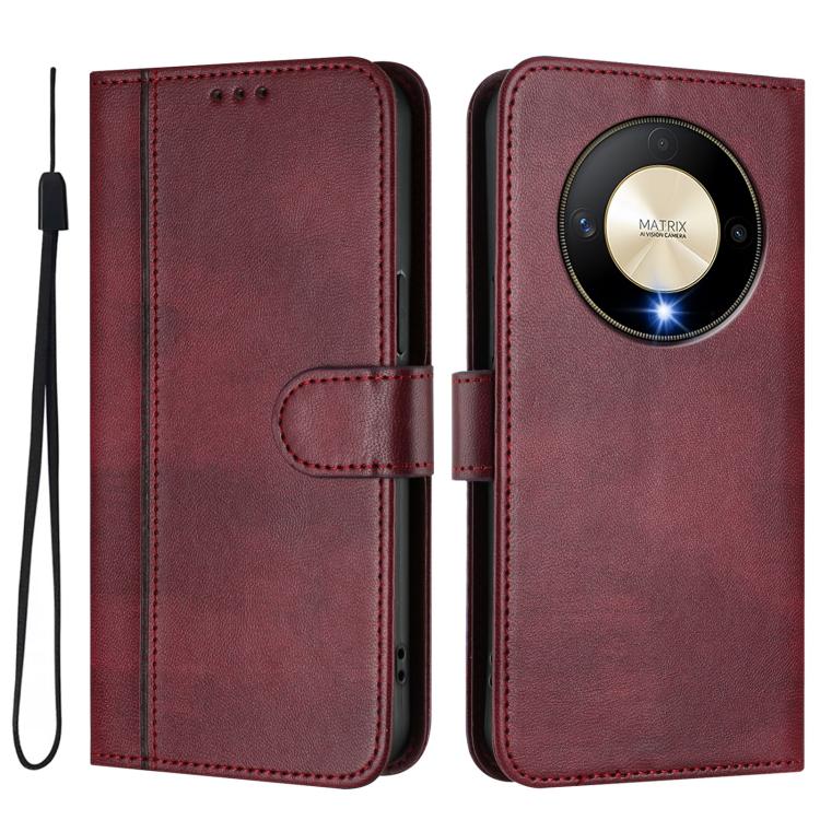 For Honor X9b / Honor Magic6 Lite 5G Line Splicing Buckle Retro Leather Phone Case