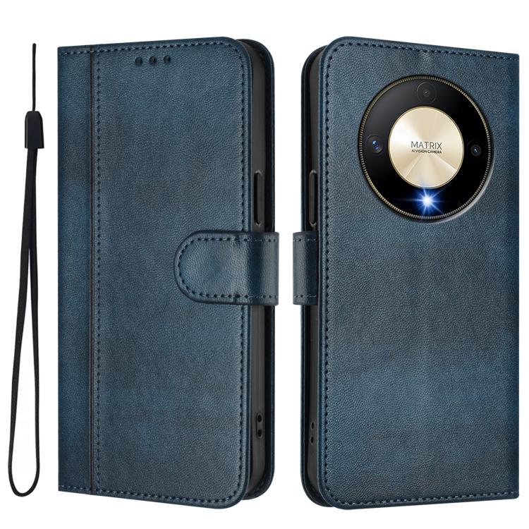 For Honor X9b / Honor Magic6 Lite 5G Line Splicing Buckle Retro Leather Phone Case