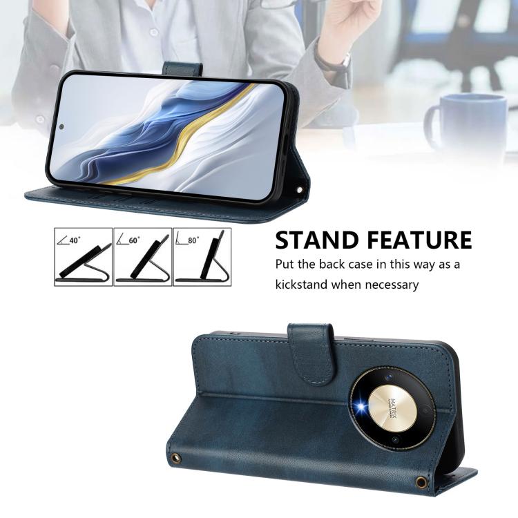 For Honor X9b / Honor Magic6 Lite 5G Line Splicing Buckle Retro Leather Phone Case