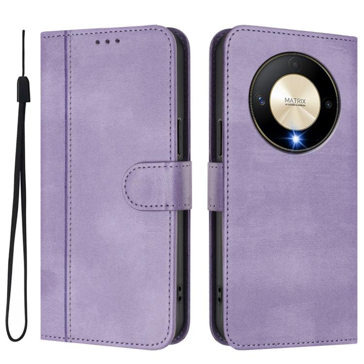 For Honor X9b / Honor Magic6 Lite 5G Line Splicing Buckle Retro Leather Phone Case