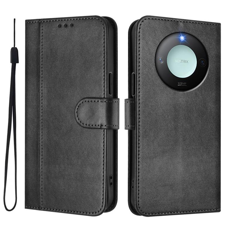 For Honor X9c Smart Global Line Splicing Buckle Retro Leather Phone Case