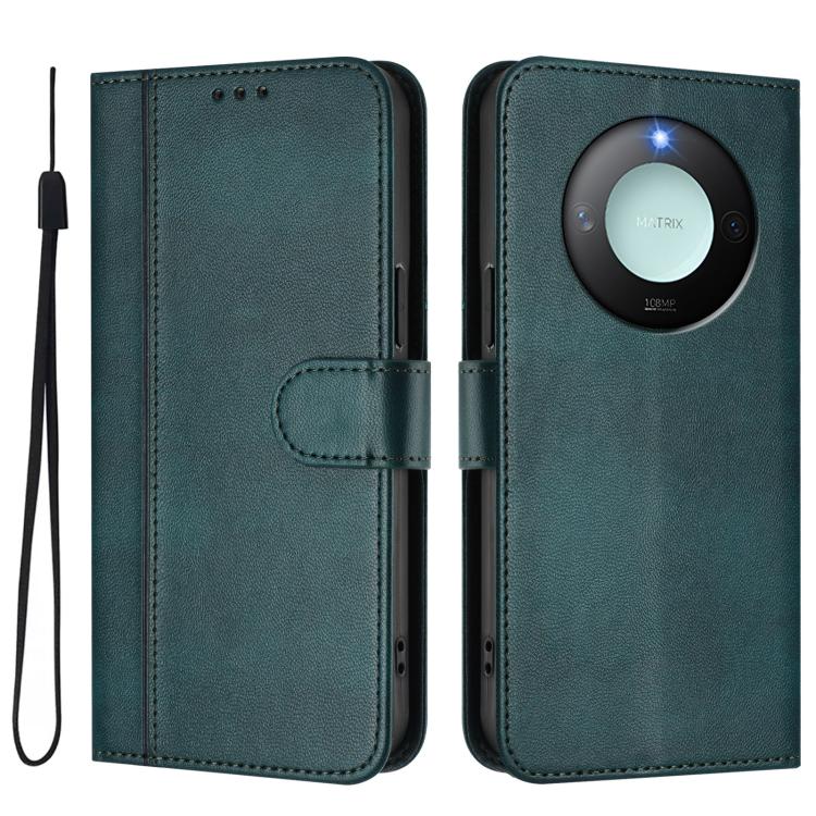 For Honor X9c Smart Global Line Splicing Buckle Retro Leather Phone Case