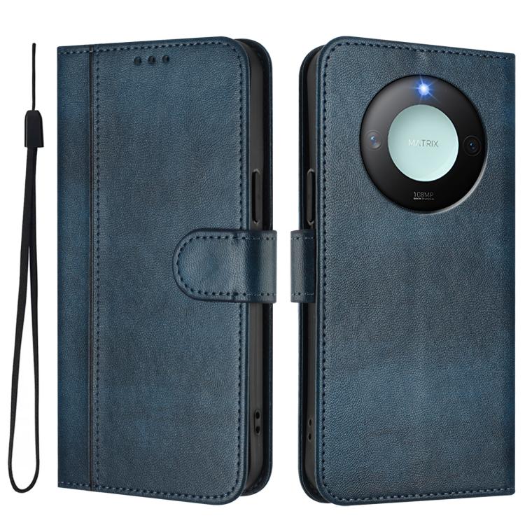 For Honor X9c Smart Global Line Splicing Buckle Retro Leather Phone Case