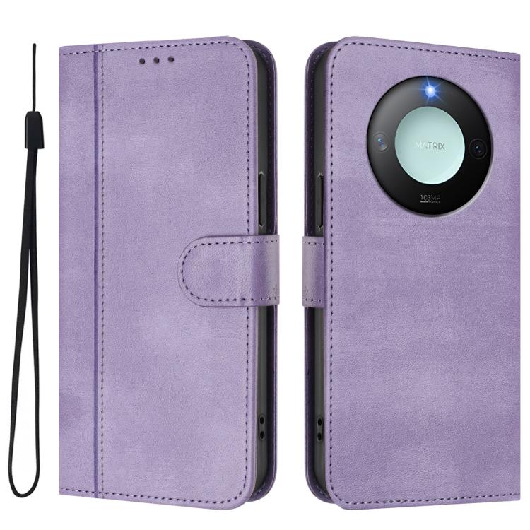 For Honor X9c Smart Global Line Splicing Buckle Retro Leather Phone Case