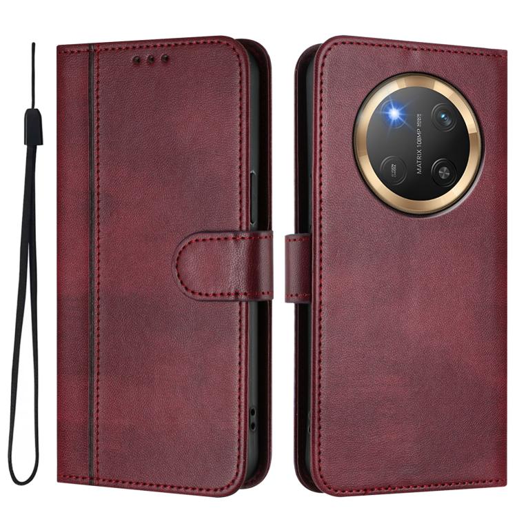 For Honor X9c / Magic7 Lite Line Splicing Buckle Retro Leather Phone Case