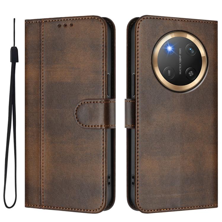 For Honor X9c / Magic7 Lite Line Splicing Buckle Retro Leather Phone Case