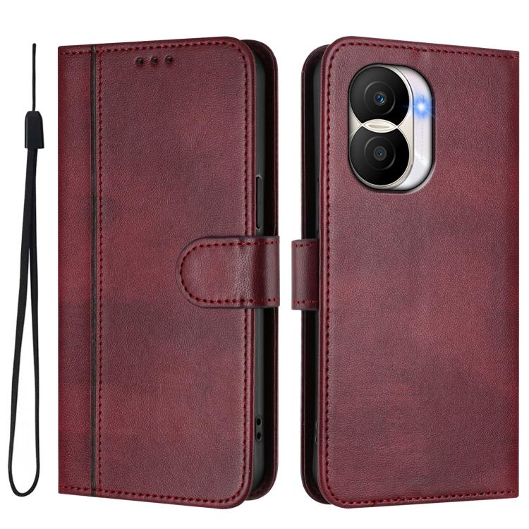 For Honor X40i Line Splicing Buckle Retro Leather Phone Case