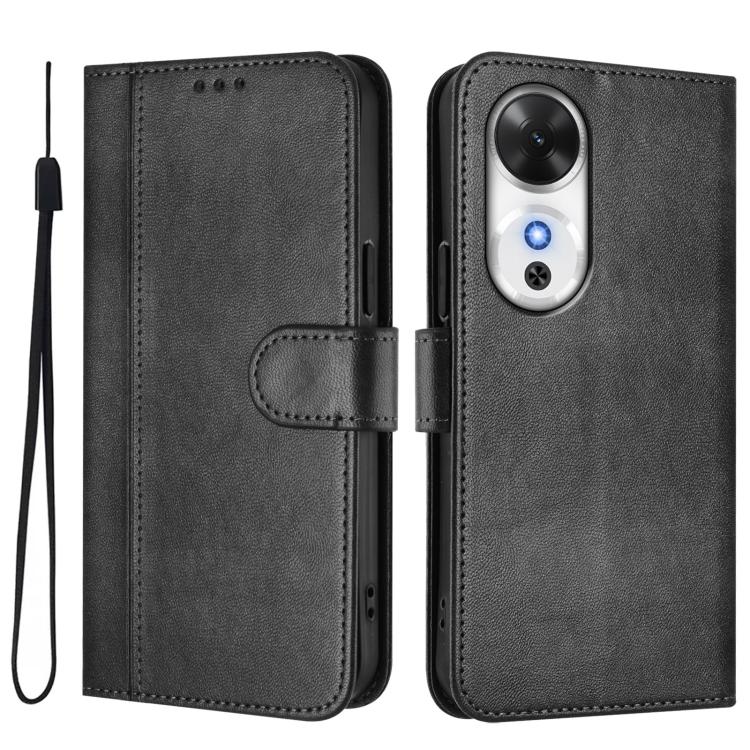 For Honor Play 60 Line Splicing Buckle Retro Leather Phone Case