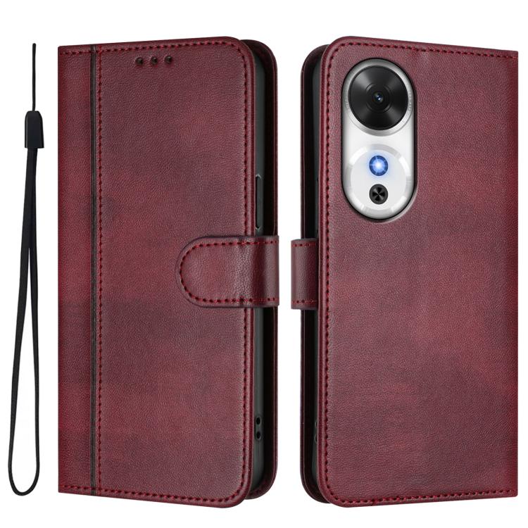 For Honor Play 60 Line Splicing Buckle Retro Leather Phone Case