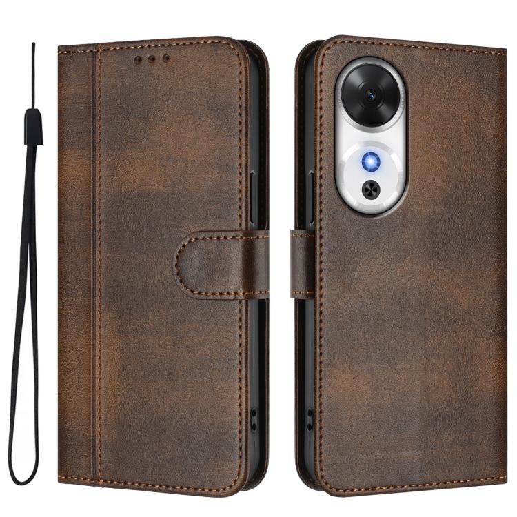 For Honor Play 60 Line Splicing Buckle Retro Leather Phone Case