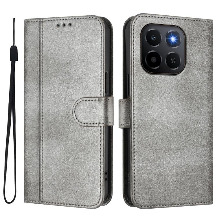 For Honor X6c 4G Line Splicing Buckle Retro Leather Phone Case