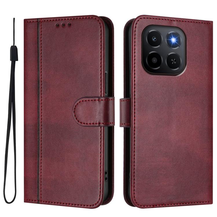 For Honor X6c 4G Line Splicing Buckle Retro Leather Phone Case