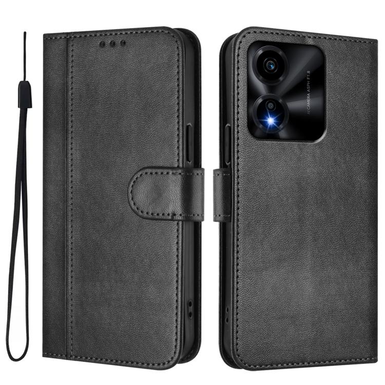 For Honor X5c Plus Line Splicing Buckle Retro Leather Phone Case