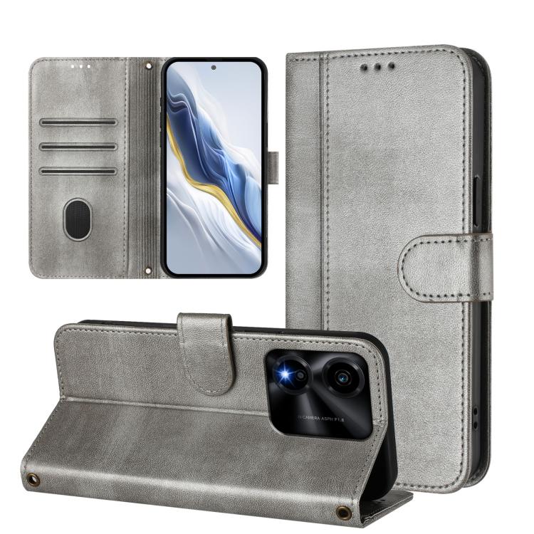 For Honor X5c Plus Line Splicing Buckle Retro Leather Phone Case