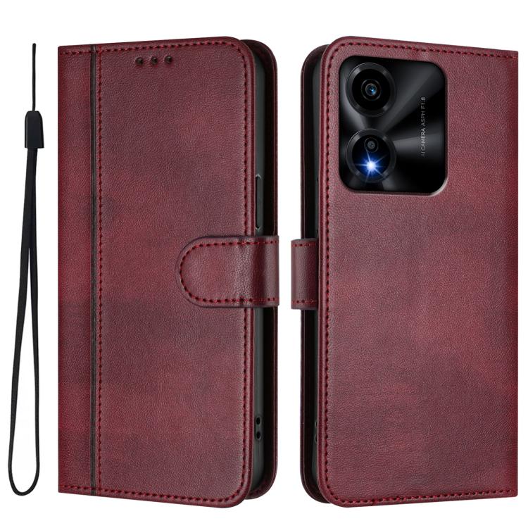 For Honor X5c Plus Line Splicing Buckle Retro Leather Phone Case