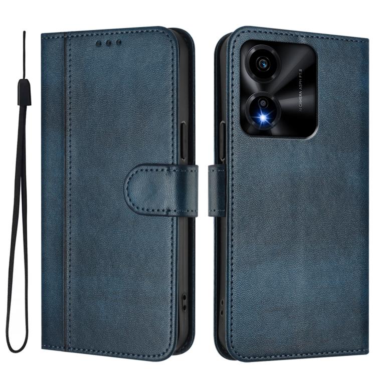 For Honor X5c Plus Line Splicing Buckle Retro Leather Phone Case