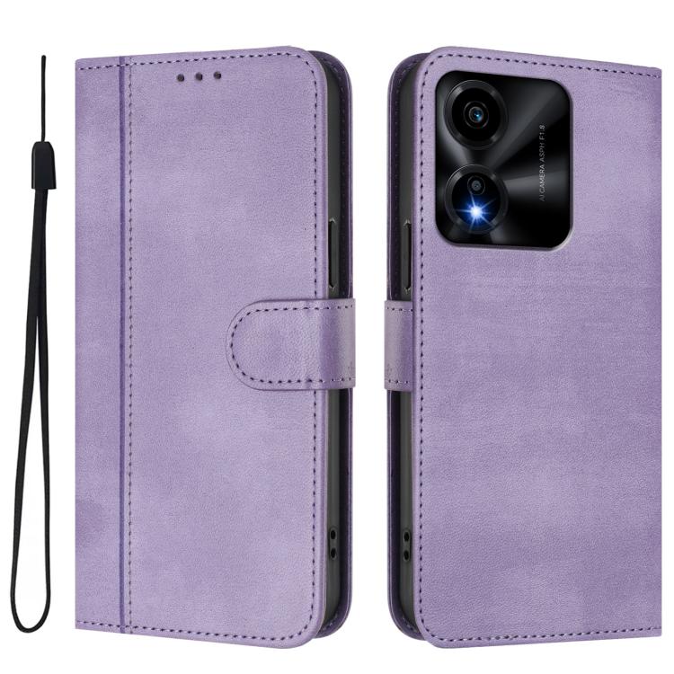 For Honor X5c Plus Line Splicing Buckle Retro Leather Phone Case