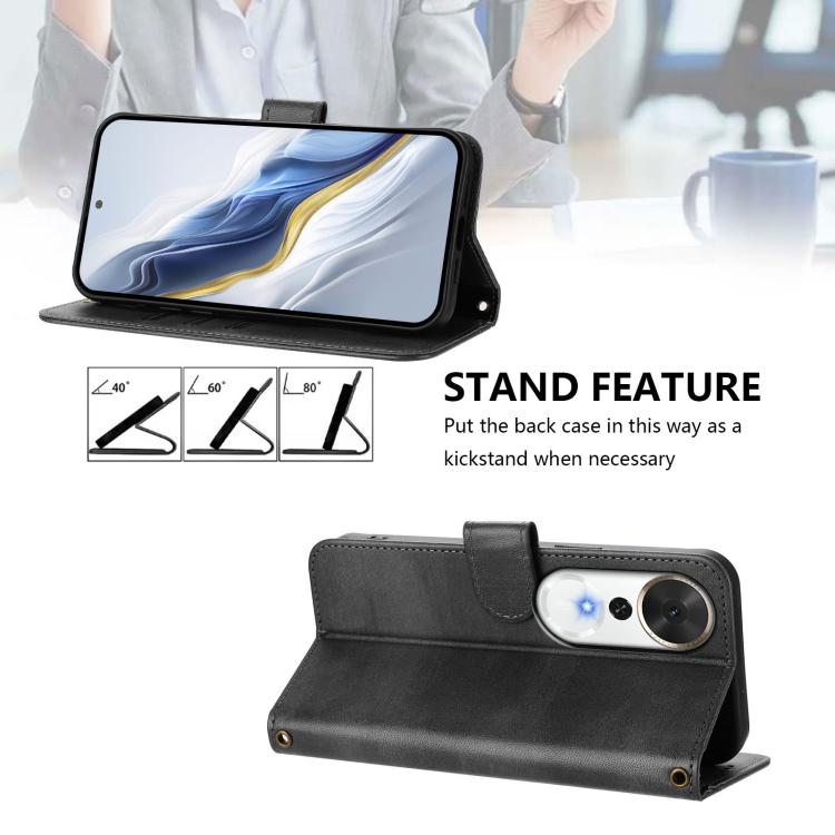 For Honor Play 70 Plus Line Splicing Buckle Retro Leather Phone Case