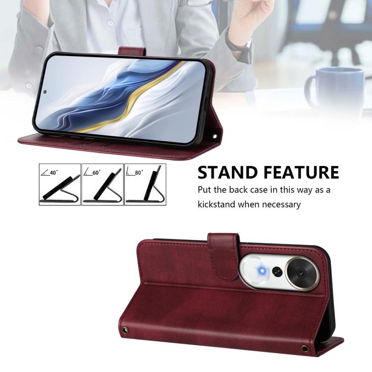 For Honor Play 70 Plus Line Splicing Buckle Retro Leather Phone Case
