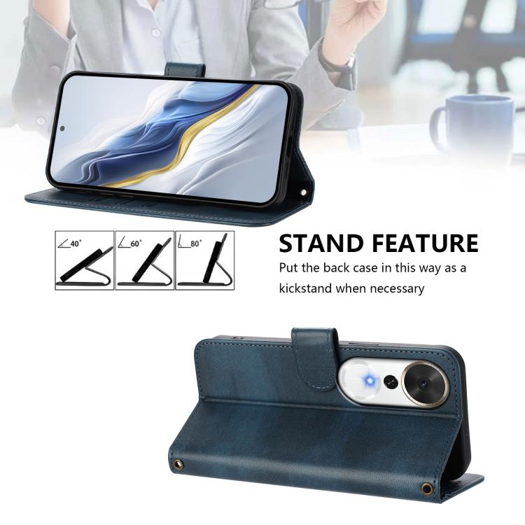 For Honor Play 70 Plus Line Splicing Buckle Retro Leather Phone Case