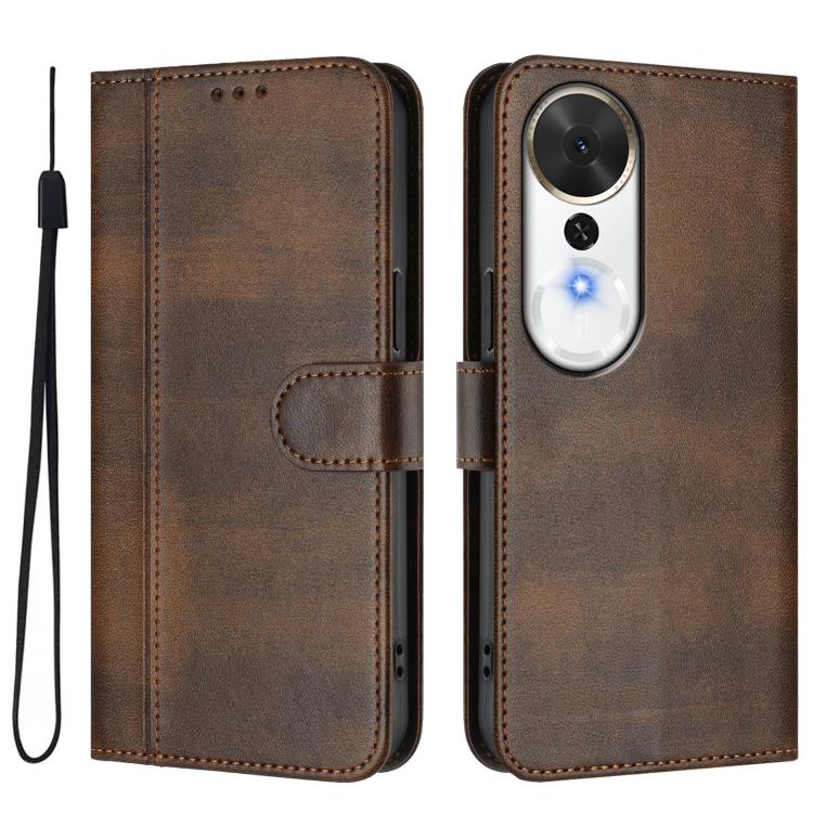 For Honor Play 70 Plus Line Splicing Buckle Retro Leather Phone Case