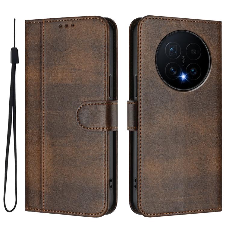 For Honor Magic8 Line Splicing Buckle Retro Leather Phone Case