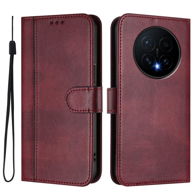 For Honor Magic8 Pro Line Splicing Buckle Retro Leather Phone Case