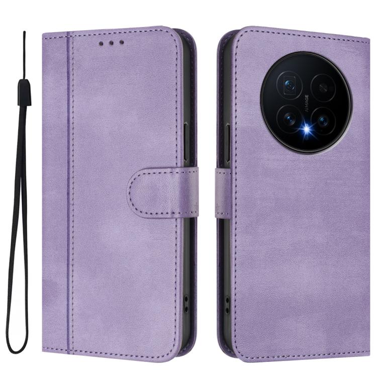 For Honor Magic8 Pro Line Splicing Buckle Retro Leather Phone Case