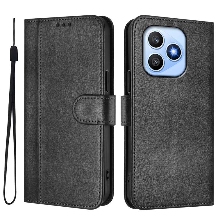 For Honor X8d 4G Line Splicing Buckle Retro Leather Phone Case