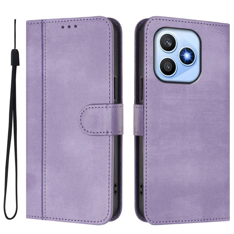 For Honor X8d 4G Line Splicing Buckle Retro Leather Phone Case