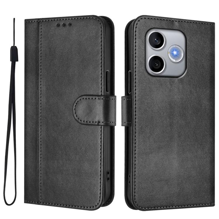 For Honor 600 Lite Global Line Splicing Buckle Retro Leather Phone Case