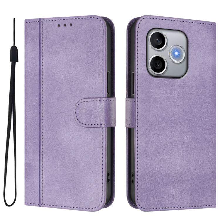 For Honor 600 Lite Global Line Splicing Buckle Retro Leather Phone Case