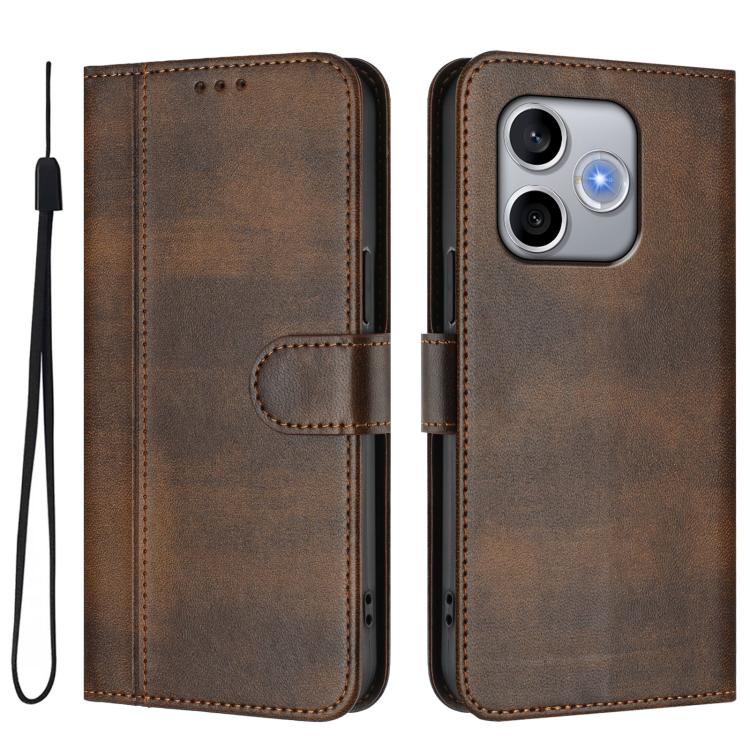 For Honor 600 Lite Global Line Splicing Buckle Retro Leather Phone Case
