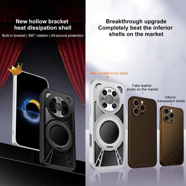 For Huawei Mate 40 Pro Cooling Hollow Metal Holder MagSafe Phone Case