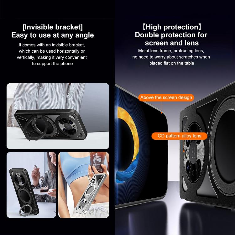 For Huawei Mate 40 Pro Cooling Hollow Metal Holder MagSafe Phone Case