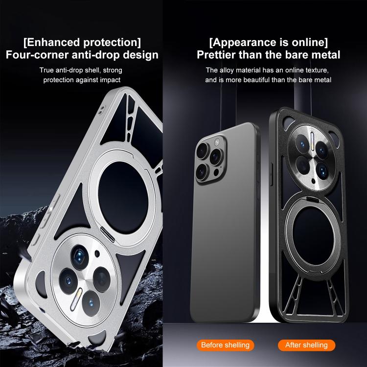For Huawei Mate 50 Cooling Hollow Metal Holder MagSafe Phone Case