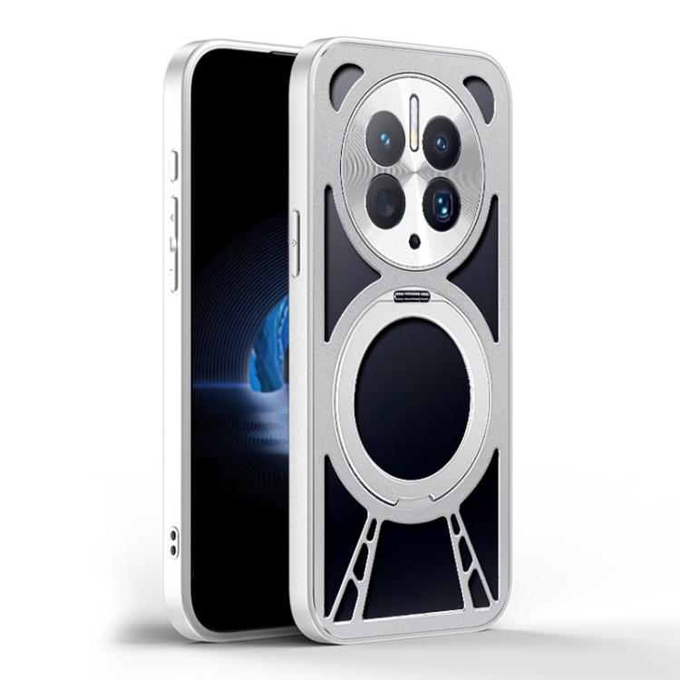 For Huawei Mate 50 Cooling Hollow Metal Holder MagSafe Phone Case