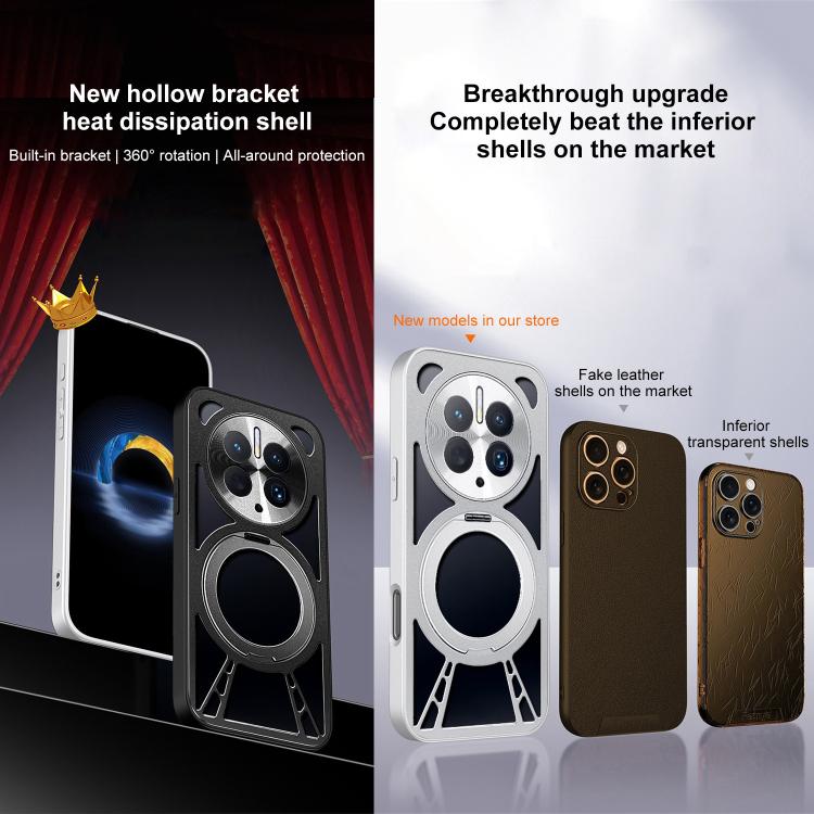 For Huawei Mate 50 Cooling Hollow Metal Holder MagSafe Phone Case