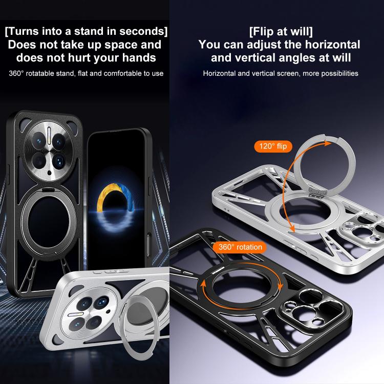 For Huawei Mate 50 Cooling Hollow Metal Holder MagSafe Phone Case