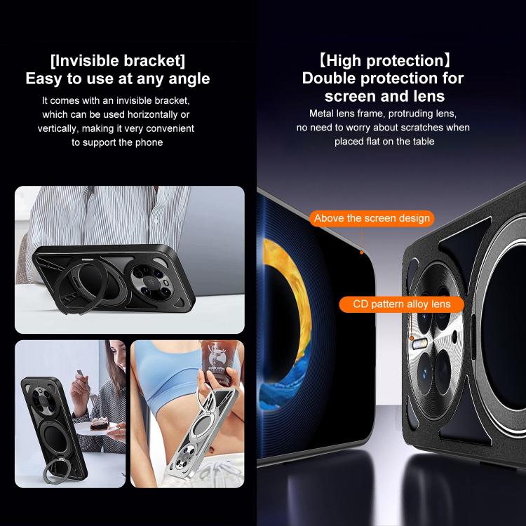 For Huawei Mate 50 Cooling Hollow Metal Holder MagSafe Phone Case