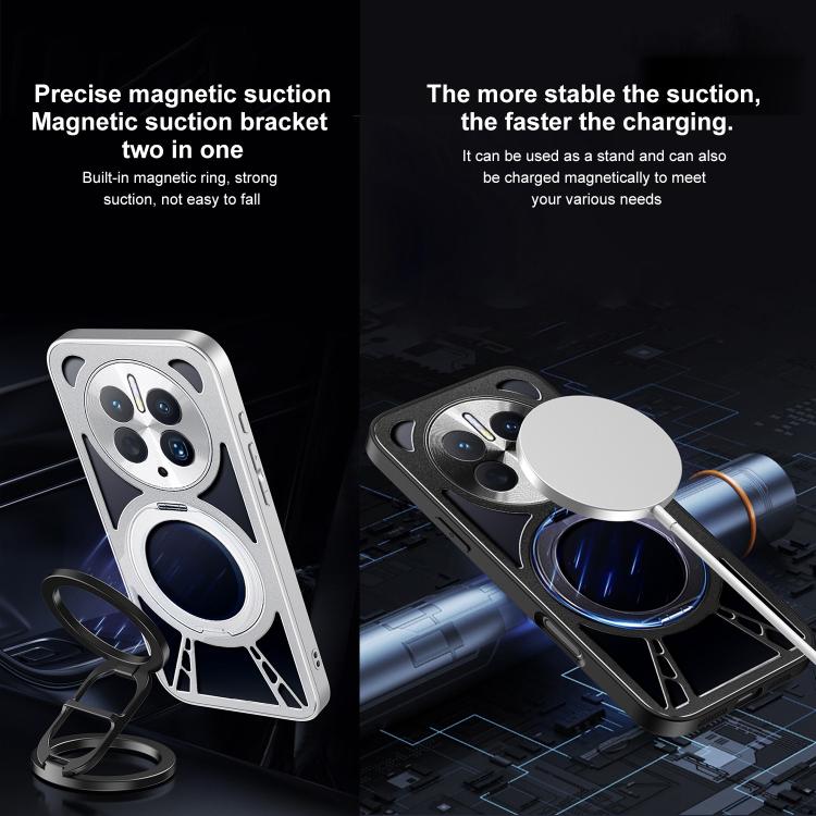 For Huawei Mate 50 Cooling Hollow Metal Holder MagSafe Phone Case